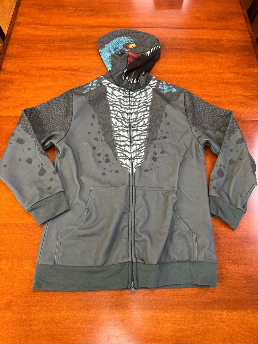 Jurassic World Youth 2XL Dinosaur Costume Full Zip Hoodie T-Rex Graphic